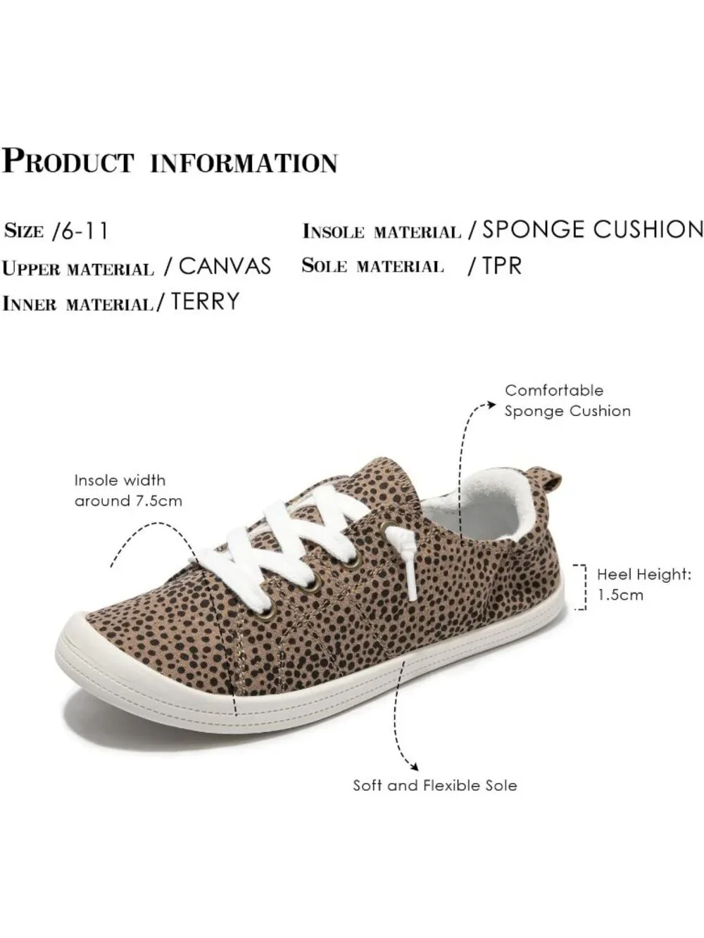 Women's Spot Pattern Comfortable Lace-Up Flat Breathable Walking Casual Sneakers